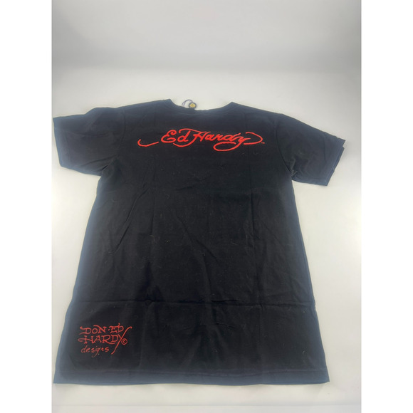 Ed Hardy Shirt Womens Medium Black Pullover Short Sleeve Y2k Vtg Alternative - Picture 7 of 7